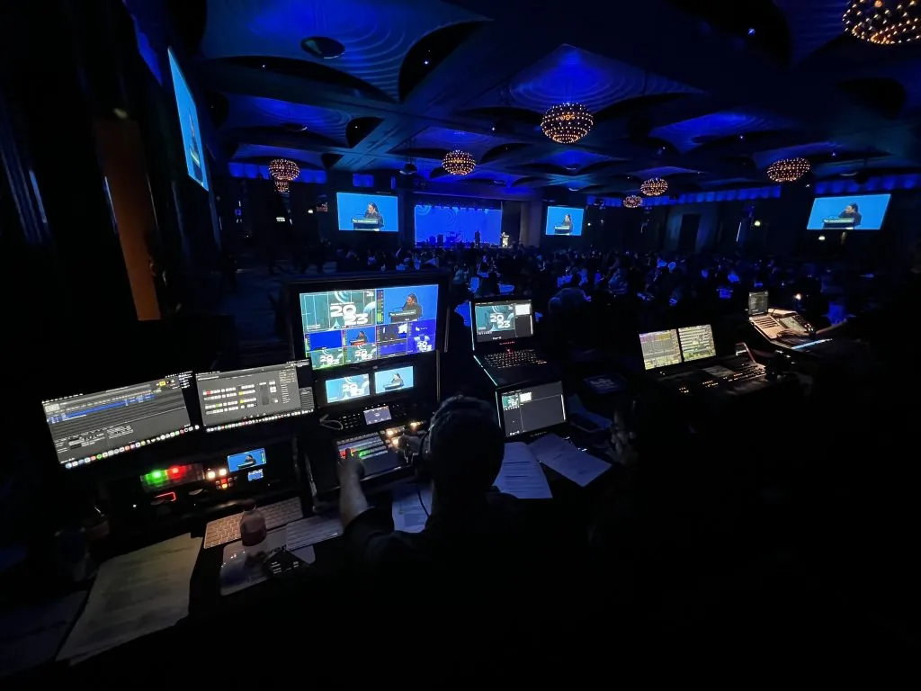 Gala event production setup and screens